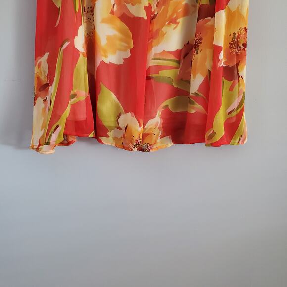 Convington Bright Floral Flowy Midi Maxi Skirt L - Picture 4 of 6